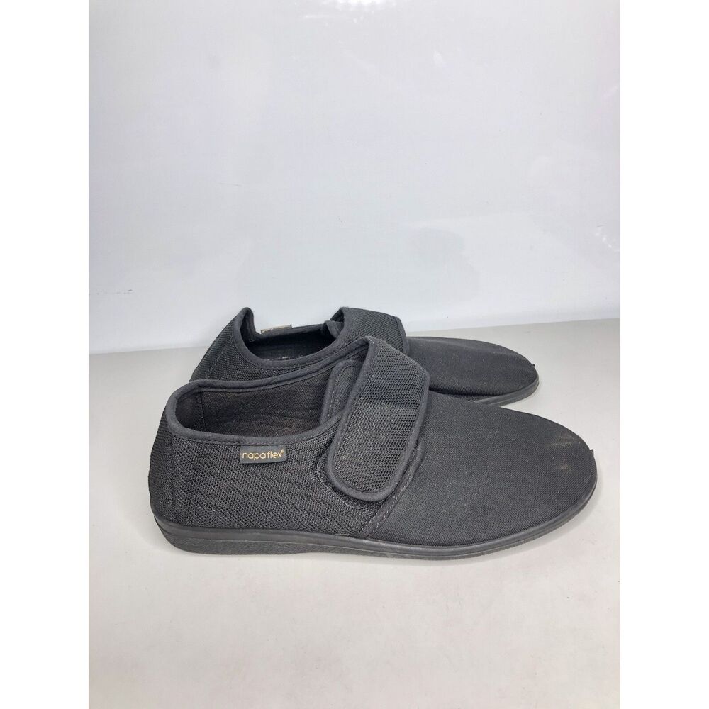 Napa Flex Black Fabric Textile Comfort Flat Strap Shoes Women’s Sz 41EU/10.5M US